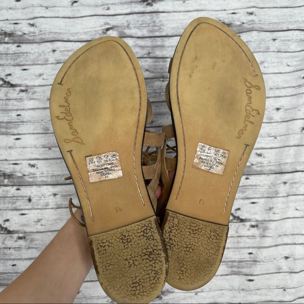 😎SAM EDELMAN✈️Gemma Lace-Up Gladiator Tan Sandals - Picture 7 of 8